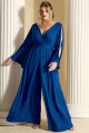 Macacão Longo Plus Size Azul Royal Cora Ladydress