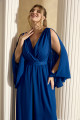 Macacão Longo Plus Size Azul Royal Cora Ladydress