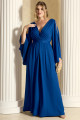 Macacão Longo Plus Size Azul Royal Cora Ladydress
