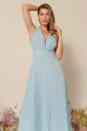 Vestido Festa Madrinha  Azul Serenity  decote plissado Longo Ladydress