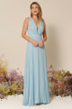 Vestido Festa Madrinha  Azul Serenity  decote plissado Longo Ladydress