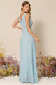 Vestido Festa Madrinha  Azul Serenity  decote plissado Longo Ladydress