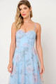 Vestido Festa Madrinha  Azul Serenity  Estampado decote Longo Ladydress 22 08 15
