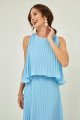 Vestido Festa Madrinha  Azul Serenity  plissado discreto Longo Ladydress