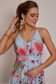 Vestido Festa Madrinha  Azul Serenity Estampado  Longo Ladydress
