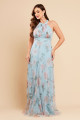 Vestido de Festa Longo Estampado Azul Serenity Isabela Ladydress