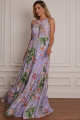 Vestido Festa Madrinha  Lilás Estampado  Longo Ladydress