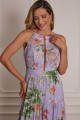 Vestido Festa Madrinha  Lilás Estampado  Longo Ladydress