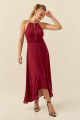 Vestido Festa Madrinha  Marsala  decote  Midi Ladydress