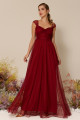 Vestido Festa Madrinha  Marsala  decote coração Longo Ladydress