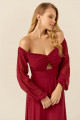 Vestido Festa Madrinha  Marsala  decote coração Longo Ladydress