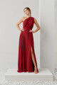 Vestido Festa Madrinha  marsala  fenda longo Ladydress