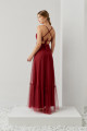 Vestido Festa Madrinha  marsala  tule longo Ladydress