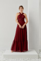 Vestido Festa Madrinha  marsala  tule longo Ladydress