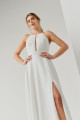 Vestido Festa Madrinha  off white  fenda longo Ladydress