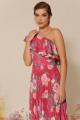 Vestido Festa Madrinha  Pink Estampado saia plissada Longo Ladydress