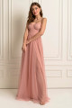 Vestido Festa Madrinha  Rosa  babado no decote Longo Ladydress