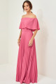 Vestido Festa Madrinha  Rosa  babado ombro Longo Ladydress