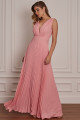 Vestido Festa Madrinha  Rosa  decote plissado Longo Ladydress