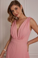 Vestido Festa Madrinha  Rosa  decote plissado Longo Ladydress