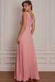 Vestido Festa Madrinha  Rosa  decote plissado Longo Ladydress