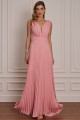 Vestido Festa Madrinha  Rosa  decote plissado Longo Ladydress