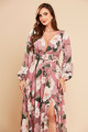 Vestido de Festa Longo Estampado Rose Viola Ladydress