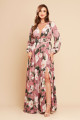Vestido de Festa Longo Estampado Rose Viola Ladydress