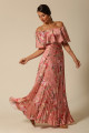 Vestido Festa Madrinha  Rose Estampado Babado no decote Longo Ladydress