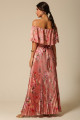 Vestido Festa Madrinha  Rose Estampado Babado no decote Longo Ladydress