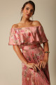 Vestido Festa Madrinha  Rose Estampado Babado no decote Longo Ladydress