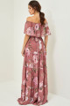 Vestido Festa Madrinha  Rose Estampado ombro  Longo Ladydress