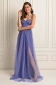 Vestido Festa Madrinha  Roxo  babado no decote Longo Ladydress