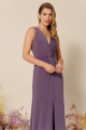 Vestido Festa Madrinha  Roxo  decote v Longo Ladydress