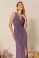 Vestido Festa Madrinha  Roxo  decote v Longo Ladydress