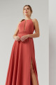 Vestido Festa Madrinha  terracota  fenda longo Ladydress