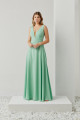 Vestido Festa Madrinha  verde menta  decote longo Ladydress