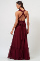 Vestido Festa Madrinha Marsala Tule Poá Multiforma Babado Longo Ladydress