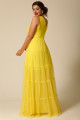 Vestido Festa Madrinha Plus Amarelo  Decote V Longo Ladydress