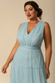 Vestido Festa Madrinha Plus Azul Serenity  Decote V Longo Ladydress