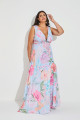 Vestido Festa Madrinha Plus Azul Serenity Estampado decote   Longo Ladydress