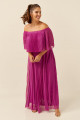 Vestido Festa Madrinha Plus Fúcsia  plissado brilho Longo Ladydress