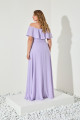Vestido Festa Madrinha Plus Lavanda  cinto babado ombro Longo Ladydress