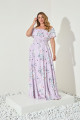 Vestido Festa Madrinha Plus Lavanda Estampado ombro cinto babado Longo Ladydress