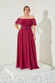 Vestido Festa Madrinha Plus Marsala   ombro cinto Longo Ladydress