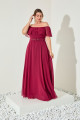 Vestido Festa Madrinha Plus Marsala   ombro cinto Longo Ladydress