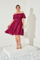 Vestido Festa Madrinha Plus Marsala  ombro Curto Ladydress