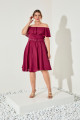 Vestido Festa Madrinha Plus Marsala  ombro Curto Ladydress