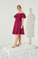 Vestido Festa Madrinha Plus Marsala  ombro Curto Ladydress