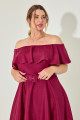 Vestido Festa Madrinha Plus Marsala  ombro Curto Ladydress